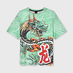 Женская футболка оверсайз Изумрудный дракон