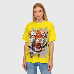 Футболка оверсайз женская Оскал тигра, цвет: 3D-принт — фото 2