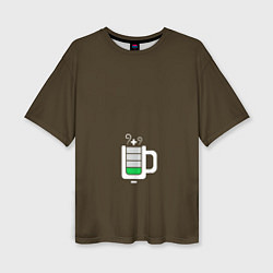 Женская футболка оверсайз Батарейка заряд чашка кофе