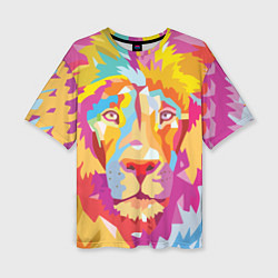 Женская футболка оверсайз Акварельный лев