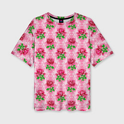 Женская футболка оверсайз Декор из нежных роз