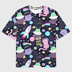 Футболка оверсайз женская Коты-космонавты, цвет: 3D-принт