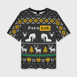 Женская футболка оверсайз Pornhub свитер с оленями
