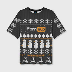 Женская футболка оверсайз Christmas PornHub