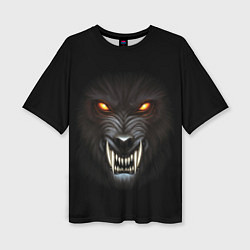 Женская футболка оверсайз Злой Волк
