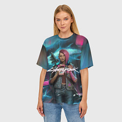 Футболка оверсайз женская CYBERPUNK 2077 спина Z, цвет: 3D-принт — фото 2