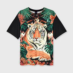 Женская футболка оверсайз Огненный Тигр в Цветах