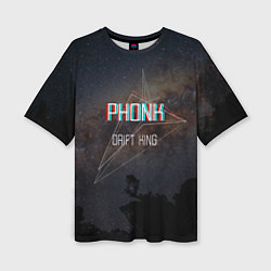 Женская футболка оверсайз PHONK Drift King фонк дрифт