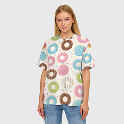 Футболка оверсайз женская Пончики Donuts, цвет: 3D-принт — фото 2