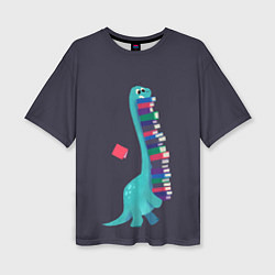 Женская футболка оверсайз Book Dinosaur