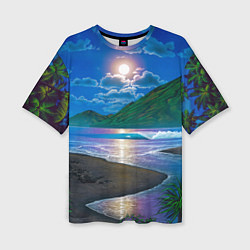 Женская футболка оверсайз Гавайский пейзаж