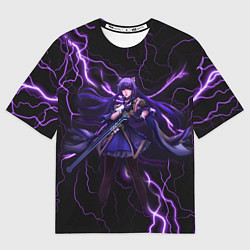 Женская футболка оверсайз Keqing Genshin Impact Молния