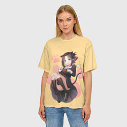 Футболка оверсайз женская Neko Kaguya, цвет: 3D-принт — фото 2