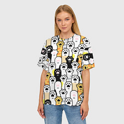 Футболка оверсайз женская КОШАЧИЬ ЛАПЫ, цвет: 3D-принт — фото 2