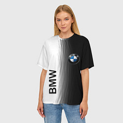 Футболка оверсайз женская Black and White BMW, цвет: 3D-принт — фото 2