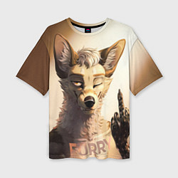 Женская футболка оверсайз Furry jackal