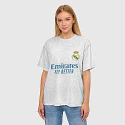 Футболка оверсайз женская Реал Мадрид форма 20212022, цвет: 3D-принт — фото 2