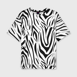 Женская футболка оверсайз Черно-белая зебра