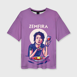 Футболка оверсайз женская ZEMFIRA арт ужин, цвет: 3D-принт
