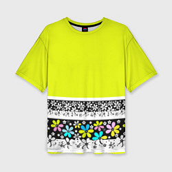 Женская футболка оверсайз Яркий цветочный узор