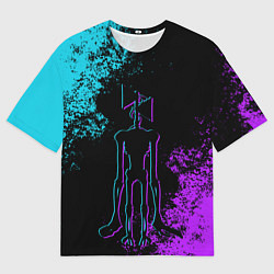 Футболка оверсайз женская НЕОНОВЫЙ СИРЕНОГОЛОВЫЙ, цвет: 3D-принт