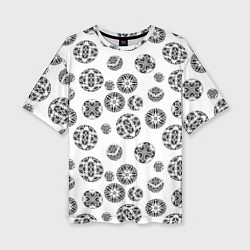 Женская футболка оверсайз Черно-белый геометрический узор