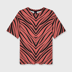 Женская футболка оверсайз Полосатый тигровый узор