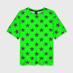 Женская футболка оверсайз Звездный фон зеленый