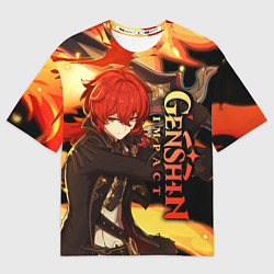 Футболка оверсайз женская Геншин импакт: Дилюк, цвет: 3D-принт