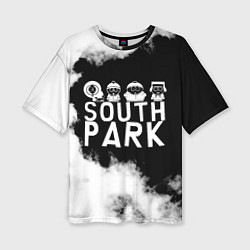 Футболка оверсайз женская Все пацаны на черном фоне Южный Парк, цвет: 3D-принт