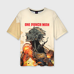 Женская футболка оверсайз Разрушение Геноса One Punch-Man