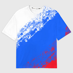 Футболка оверсайз женская Флаг РФ триколор, цвет: 3D-принт