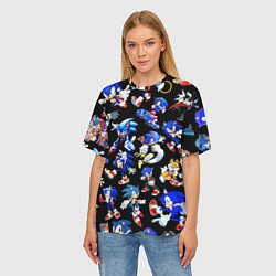 Футболка оверсайз женская SONIC PATTERN HERO СОННИК, цвет: 3D-принт — фото 2