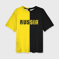 Женская футболка оверсайз Россия черно желтое RUSSIA - BORUSSIA
