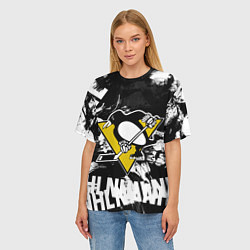 Футболка оверсайз женская Питтсбург Пингвинз Pittsburgh Penguins, цвет: 3D-принт — фото 2