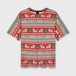 Женская футболка оверсайз Deer Christmas Pattern