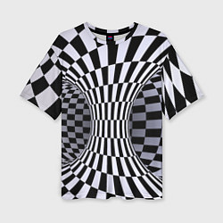Женская футболка оверсайз Оптическая Иллюзия, черно белая