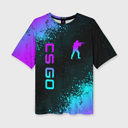 Женская футболка оверсайз CS GO NEON SYMBOL STYLE SKIN КС ГО НЕОН