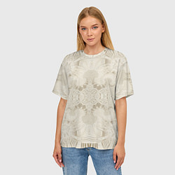 Футболка оверсайз женская Бежевый узор - Хуф и Ся, цвет: 3D-принт — фото 2