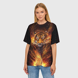 Футболка оверсайз женская Огненный тигр Сила огня, цвет: 3D-принт — фото 2