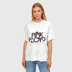 Футболка оверсайз женская PINK FLOYD LOGO ПИНК ФЛОЙД ГЛИТЧ, цвет: 3D-принт — фото 2