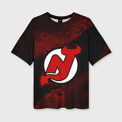 Футболка оверсайз женская New Jersey Devils, Нью Джерси Девилз, цвет: 3D-принт