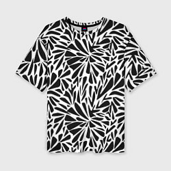 Женская футболка оверсайз Черно белый абстрактный узор