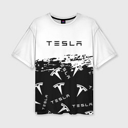 Футболка оверсайз женская Tesla - Black & White, цвет: 3D-принт