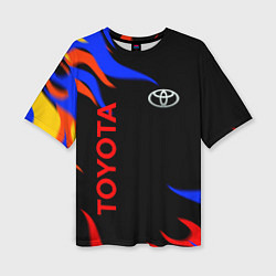 Женская футболка оверсайз Toyota Разноцветный огонь