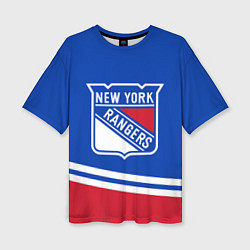 Футболка оверсайз женская New York Rangers Нью Йорк Рейнджерс, цвет: 3D-принт