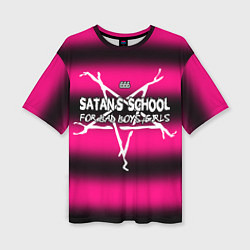 Футболка оверсайз женская Satan school for bad boys and girls pink, цвет: 3D-принт