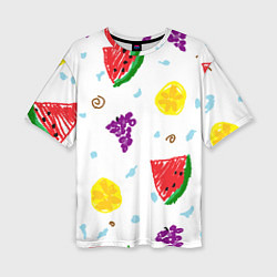 Женская футболка оверсайз Пиксельные фрукты