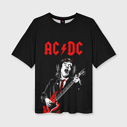 Футболка оверсайз женская AC DC Ангус Янг гитарист, цвет: 3D-принт