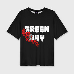 Футболка оверсайз женская Green day Цветы, цвет: 3D-принт